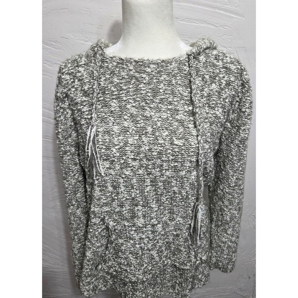 WindiRiver Green and White Long Hooded Sweater with Pocket Woman's Size Large